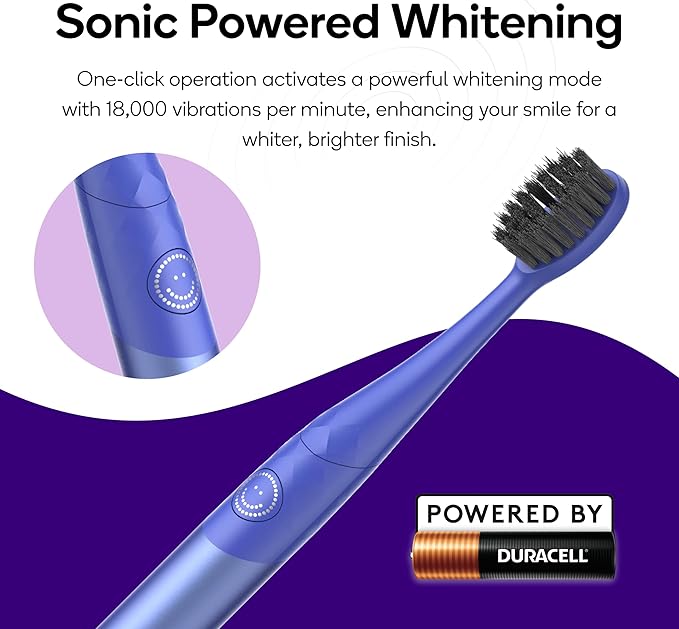 Burst Nova Toothbrush (2 Pack/Pink & Blue) | Sonic Powered Teeth Whitening | Super-Soft Bristles | 18000 VPM | 2 Minute Timer | Aluminum Handle | Replaceable Brush Head | Compact Size | AAA Battery