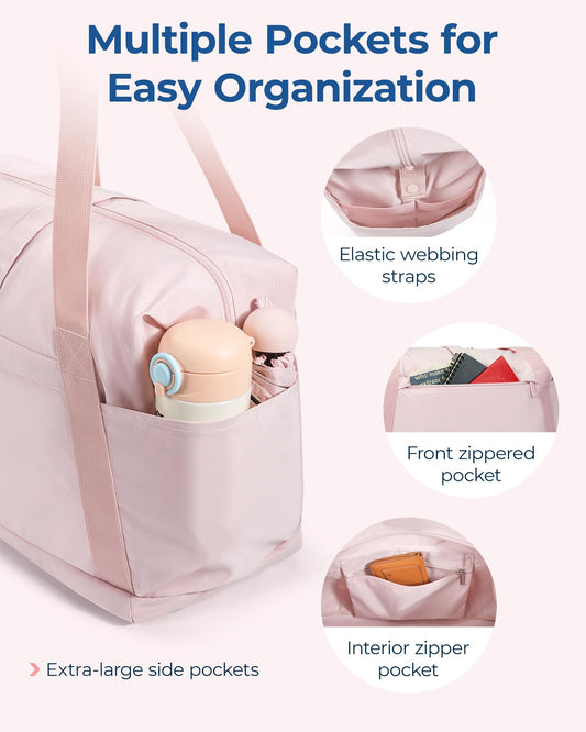 BAGSMART For Spirit Airlines Personal Item Bag, 23L Foldable Weekender Bags for Women Gym Tote Overnight Bag for Travel