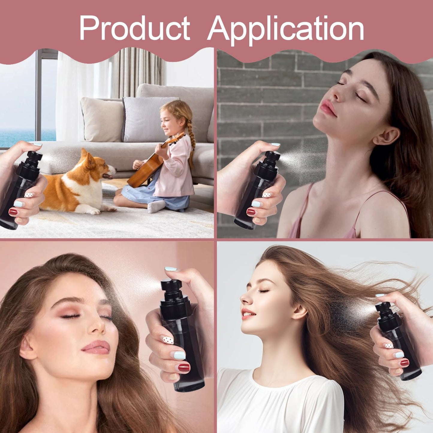 QIYUDA 6 Pack 1oz Mini Spray Bottle, 30ML Plastic Empty Refillable Fine Mist Travel Toners Perfume Face Small Spray Bottles (6 Pcs Black)