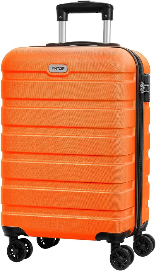 AnyZip Luggage PC ABS Hardside Lightweight Suitcase with 4 Universal Wheels TSA Lock Carry-On 20 Inch Orange
