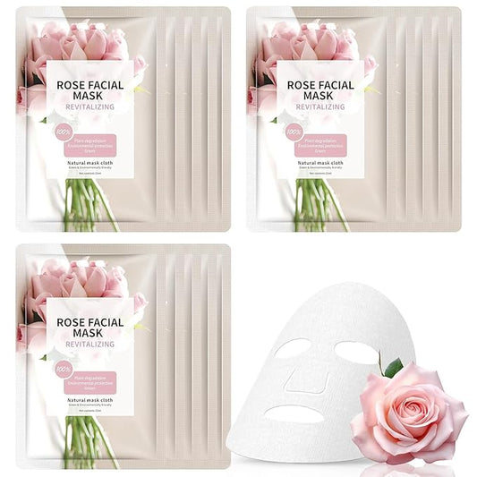 15 Sheets Face Masks Skincare, Rose Pink Hydrating Facial Masks for Women Skin Care, Deeping Moisturizing Facial Sheet Mask, Bulk Face Mask Suitable for Sensitive Skin
