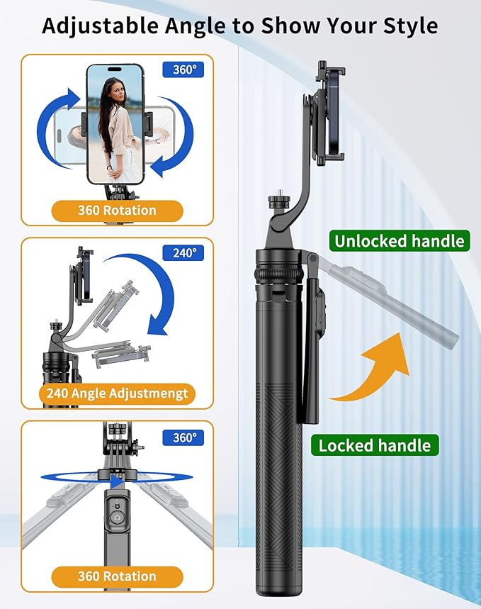 71" Cell Phone Tripod & Selfie Stick, for iPhone Tripo d Stand, Travel Tripod with Remote, Phone Selfie Stick for iPhone 11/14/ 15/16 Compatible with All Phones,for gopro and Cameras