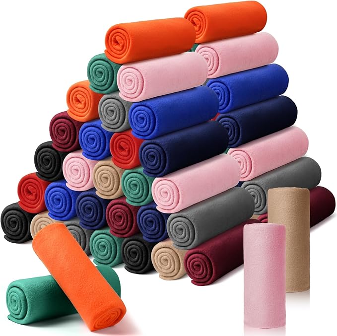 Kinlop 60 Packs Fleece Blanket Bulk 60 x 50 Inch Soft Lightweight Fleece Cozy Blanket Warm Throw Plush Pet Throw for Bed Couch Sofa Home Office Wedding Gifts Travel Camping (Trendy Color)