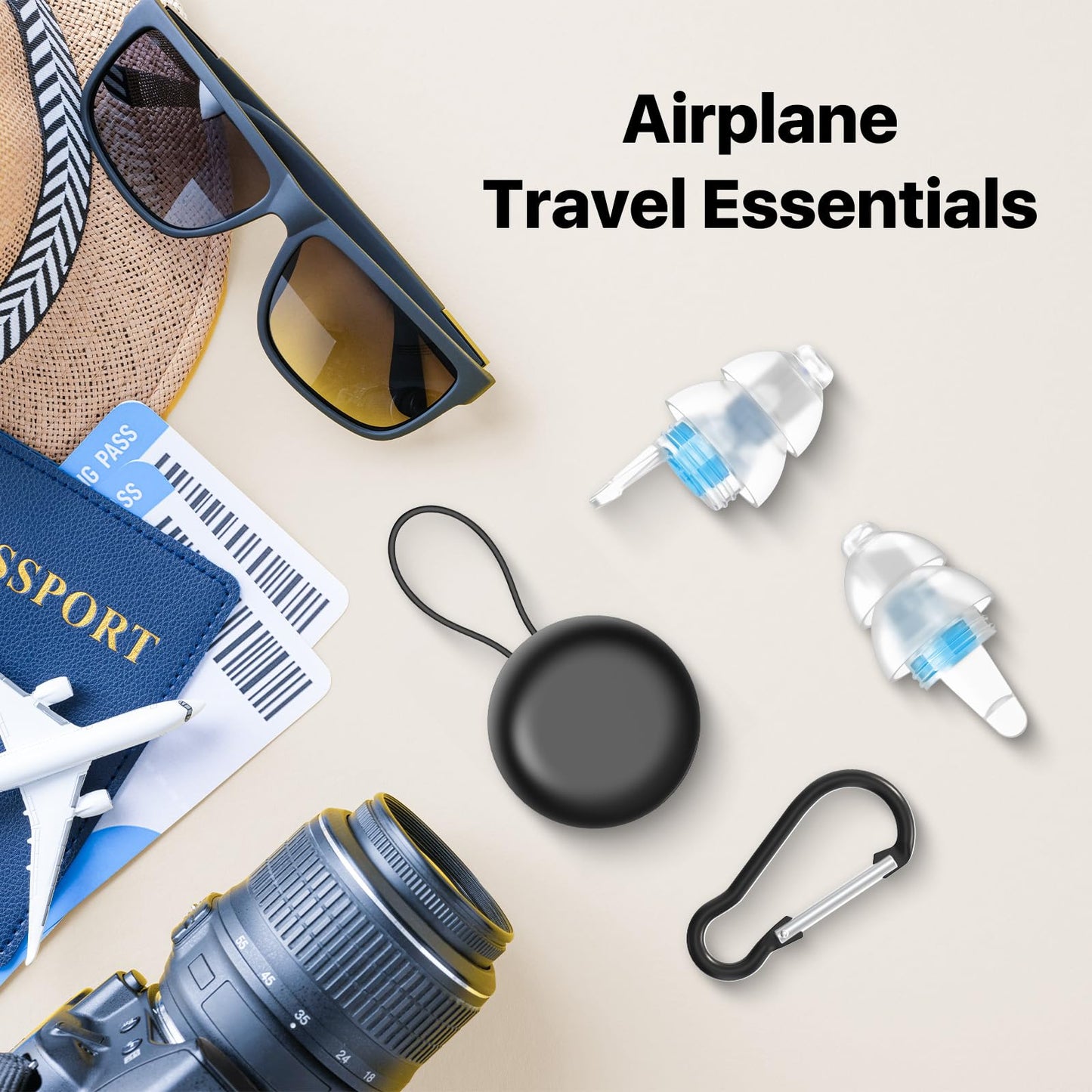 Softvox Ear Plugs for Airplane Pressure Relief & Prevent Ear Pain - Flying Travel Essentials - Comfortable Reusable Plane Earplugs for Adult/Kids 12+ with Small Ear-canals, 25dB Noise Reduction, BU