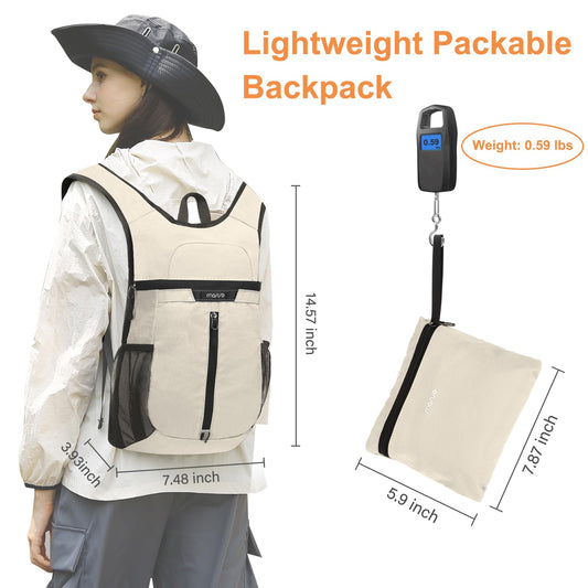 MOSISO 10L Lightweight Hiking Daypack Small Packable Travel Hiking Backpack, Foldable Shoulder Bag with Front Vertical Pocket, khaki