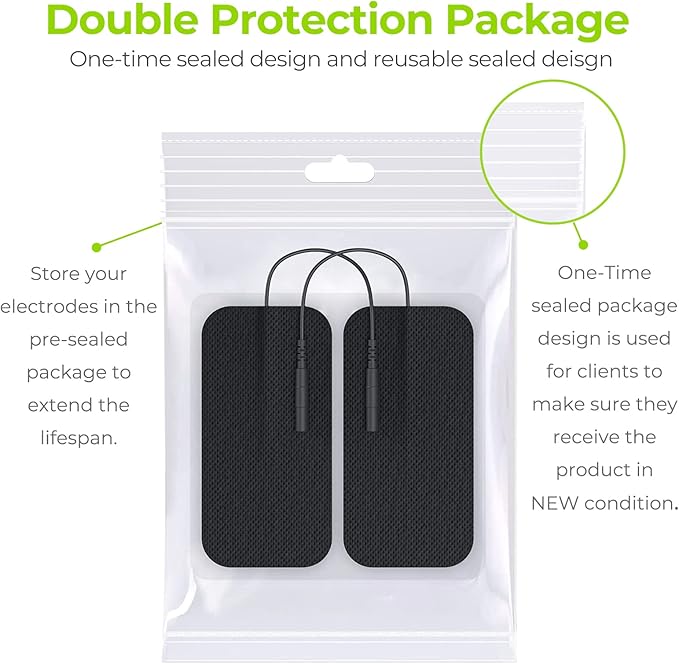 AUVON TENS Unit Pads 2"X4" 10 Pcs, 3rd Gen Latex-Free Rectangular Replacement Pads Electrode Patches with Upgraded Self-Stick Performance for Electrotherapy (BIack)