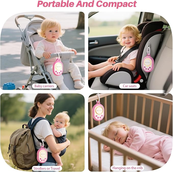 2025 Mom's Choice Awards | White Noise Sound Machine Baby with Night Light, 20 Soothing Sounds, 22 Hours Battery Life, Travel, Registry Gift, Shower, Clips on Baby Stroller