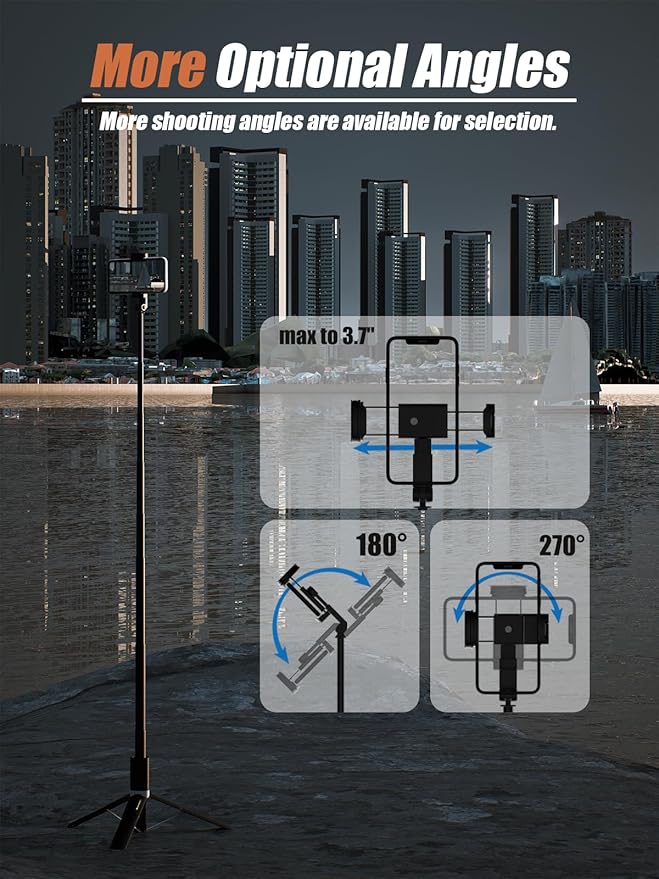 61" Tripod for iPhone, Selfie Stick for iPhone with Wireless Remote, Lightweight Travel Phone Tripod, Phone Stand for Selfie/Video Recording Vlogging, Compatible with Smartphones Android