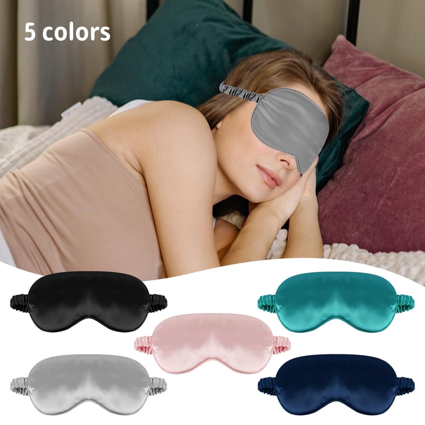 1 Pack Sleep Mask, Silk Eye Mask with Elastic Strap, Breathable Eye Mask for Sleeping,Travel, Girls, Women, Men (Pink)