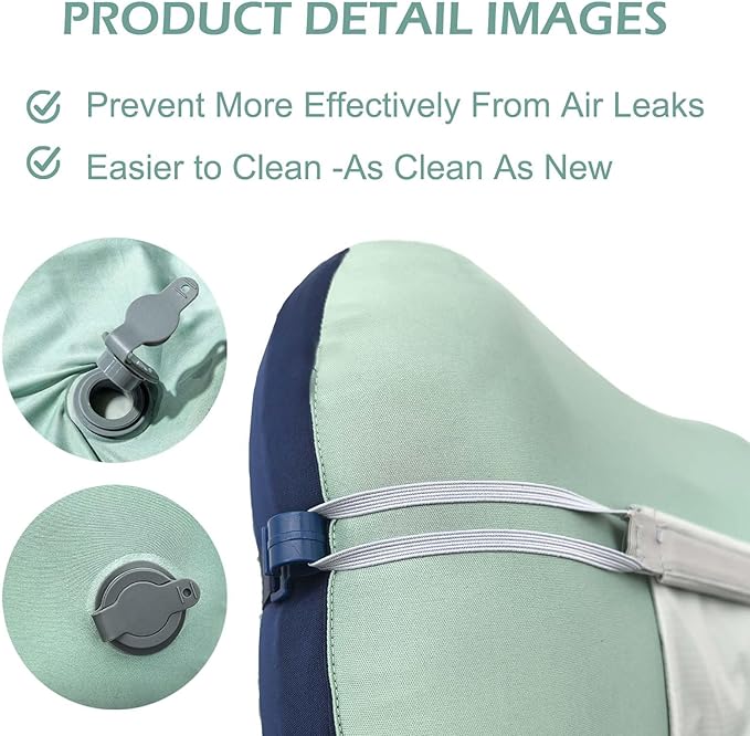 Inflatable Camping Pillow with Removable Cover & Ice Pack, Portable Inflatable Neck Pillow, Ergonomic Inflating Pillows for Neck & Lumbar Support, Travel Air Pillows for Camping, Office, Hiking, Home