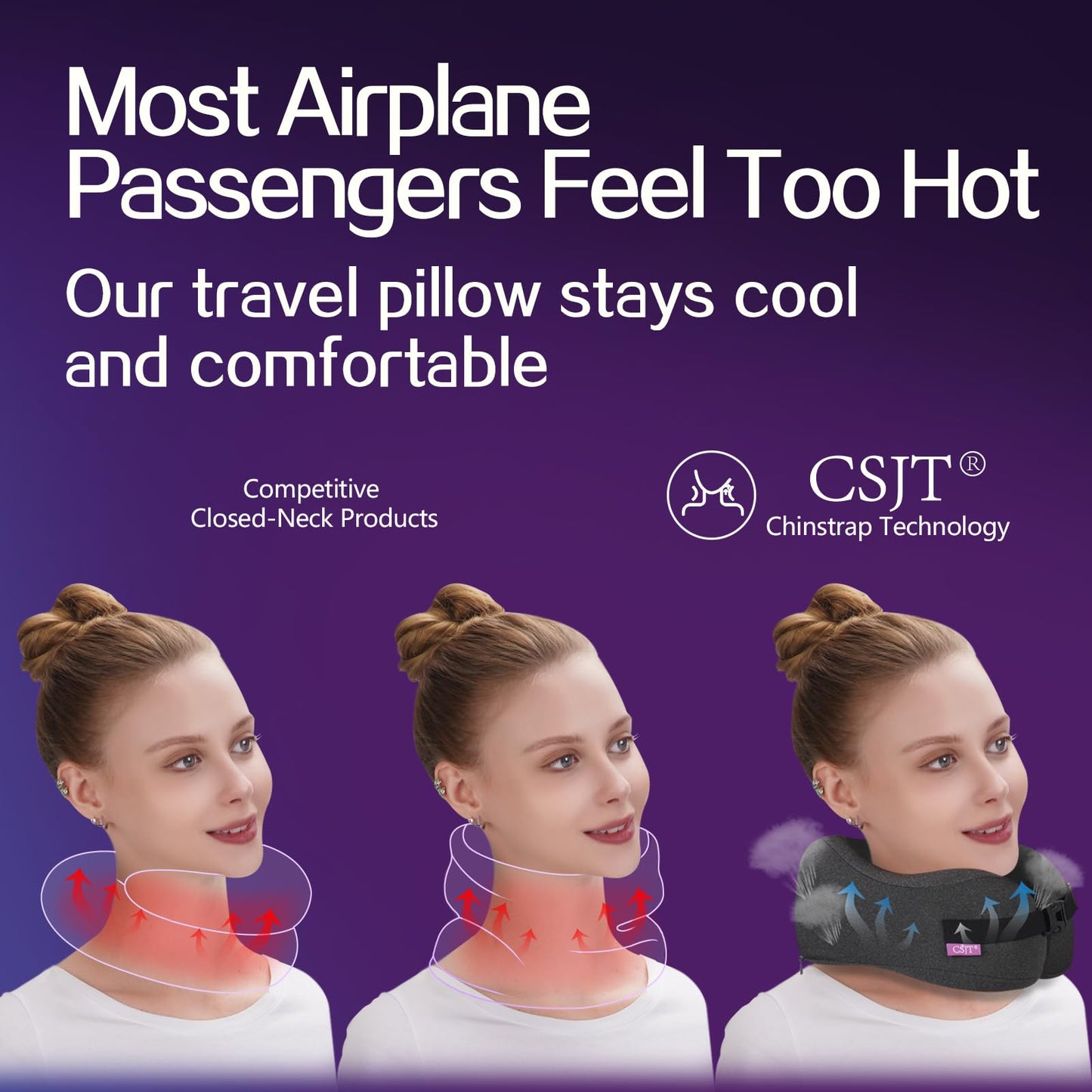 CSJT Travel Pillow Vac Compressed Memory Foam Neck Pillow Airplane,Comfortable,Neck Support,Machine Washable,Airplanes Travel Essentials Accessories for Office,Flight,Cars Breaks Sleeping(Black)