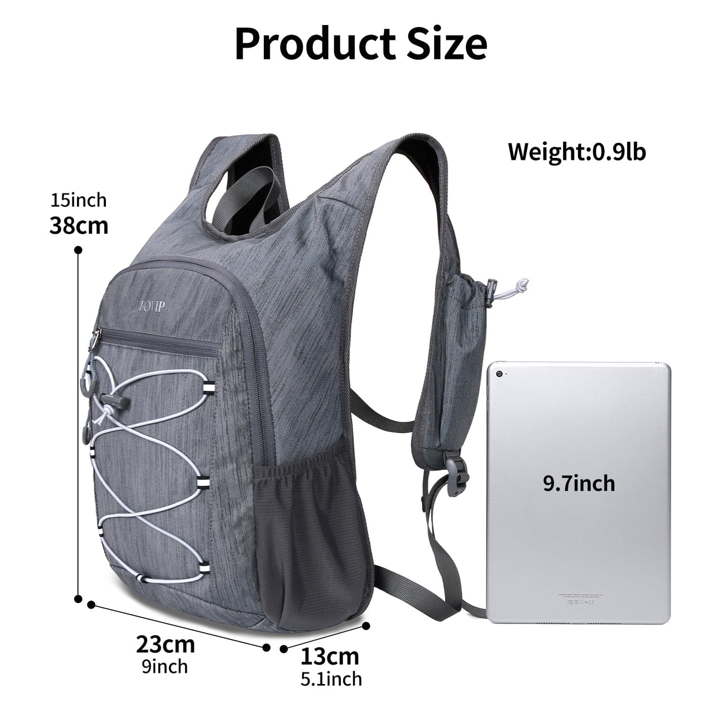 BOVIP 20L Hiking Backpack Lightweight Packable Hiking Daypack Small Travel Outdoor Foldable Shoulder Bag Gray