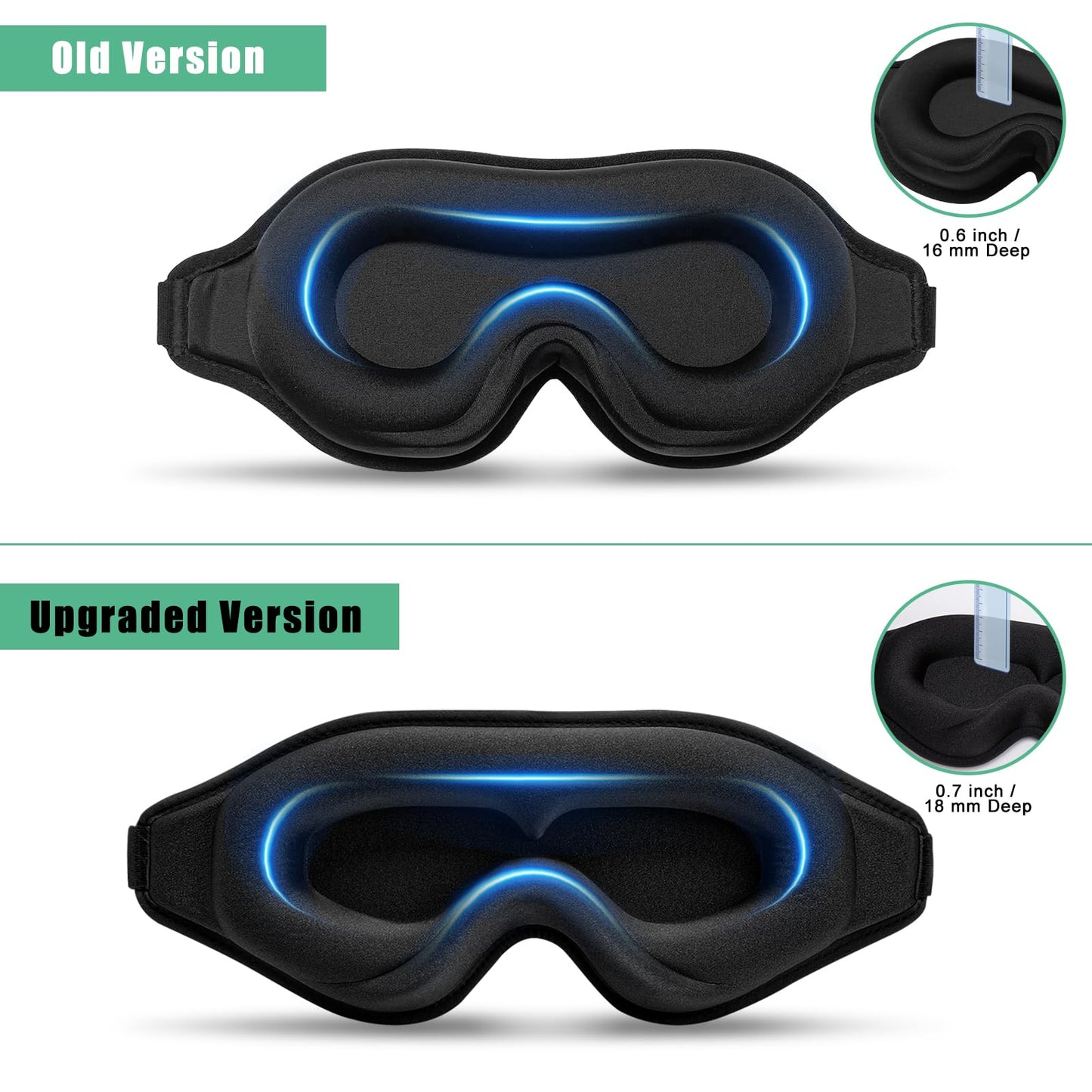 BeeVines 2 Pack 3D Sleep Mask Eye Mask for False Eyelash Extensions for Men & Women, Eye Mask for Sleeping with Adjustable Strap, 100% Blackout Eye Covers Night Sleep Blindfold for Yoga Travel