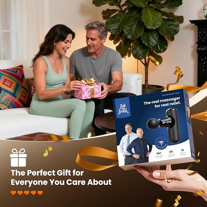 BOB AND BRAD Q2 Mini Massage Gun, Pocket-Sized Deep Tissue Massager Gun, Portable Percussion Muscle Massager Gun, Ultra Small & Quiet Muscle Massage Gun with Carry Case, Home Gym Travel, Black