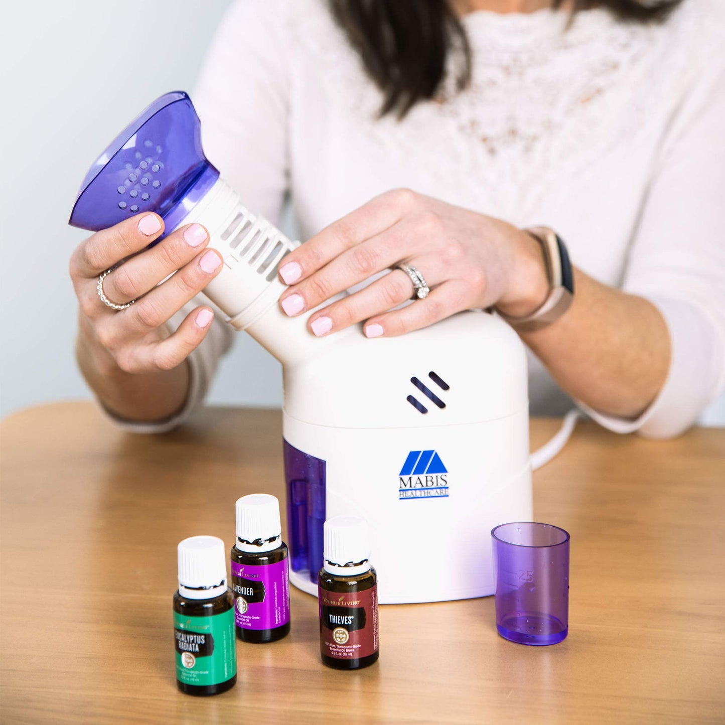 MABIS Facial Steamer, Steam Inhaler, FSA Eligible, Vaporizer or Vocal Steamer with Aromatherapy Diffuser and Soft Face Mask for Cleansing, Sinus Pressure, Congestion, Colds and Cough, 25mL