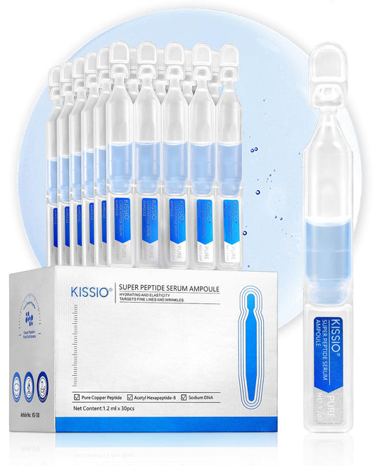 KISSIO Super Peptid Serum Ampoule,Face Moisturise with Copper Tripeptides,Collagen and Niacinamide,Hydration and Elasticity,Facial Serum for Fine Lines and Wrinkles,Makeup Base,1.2 ml x 30e