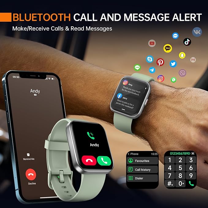 aeac Smart Watch Fitness Watch for Men Women, Alexa Built-in & Stable Bluetooth Call, 100 Sports, IP68 Waterproof Smartwatches for iOS Android