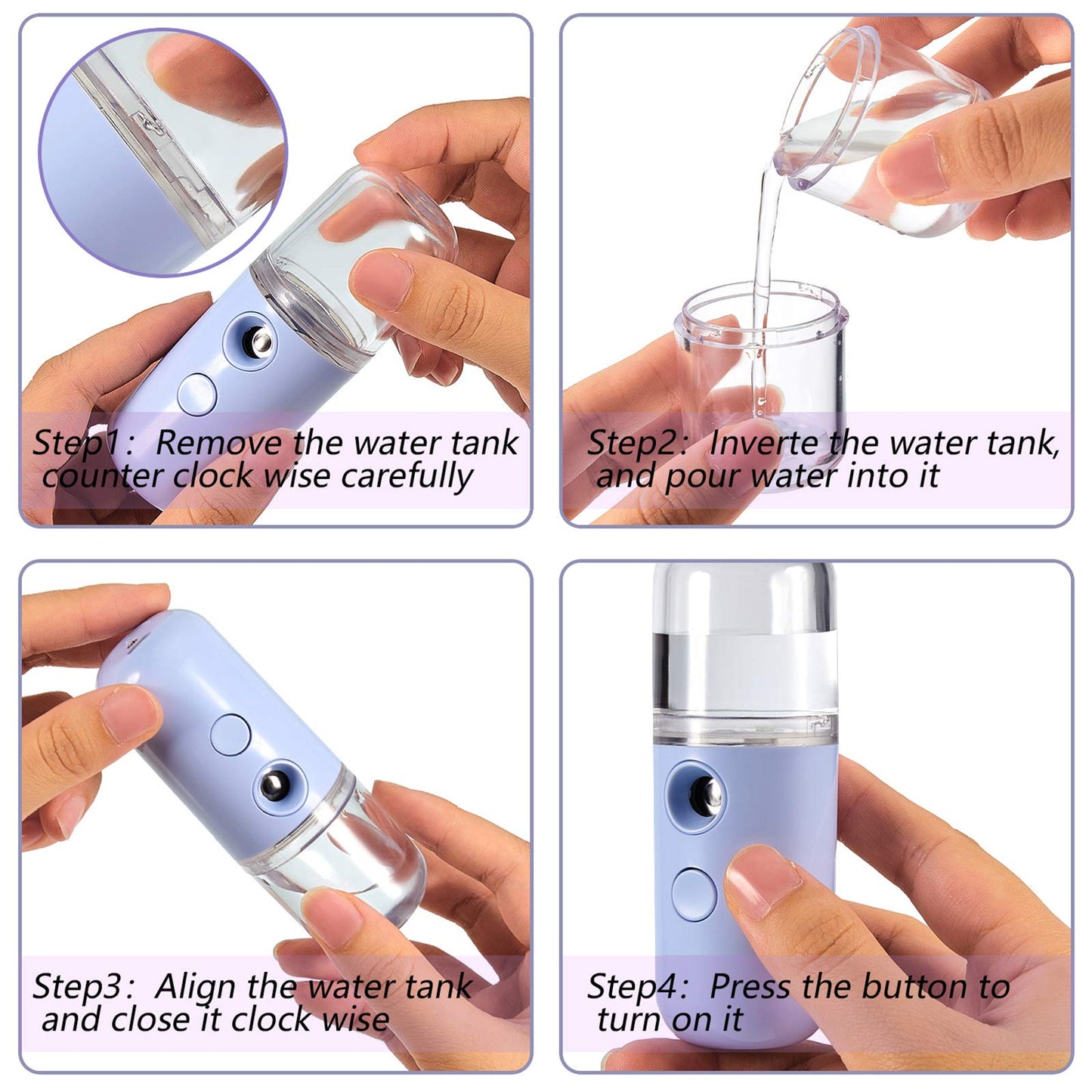 Mudder 8 Pieces Nano Sprayer Facial Mister Portable Mini Face Mist Atomization USB Rechargeable 30ml Face Steamer for Skin Care Eyelash Extensions Daily Makeup