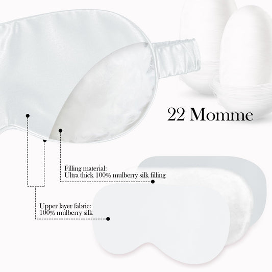 SilkDream 100% Mulberry Silk Sleep Mask Eye Mask for Sleeping 22 Momme Nature 6A Real Silk Gifts for Women&Men White