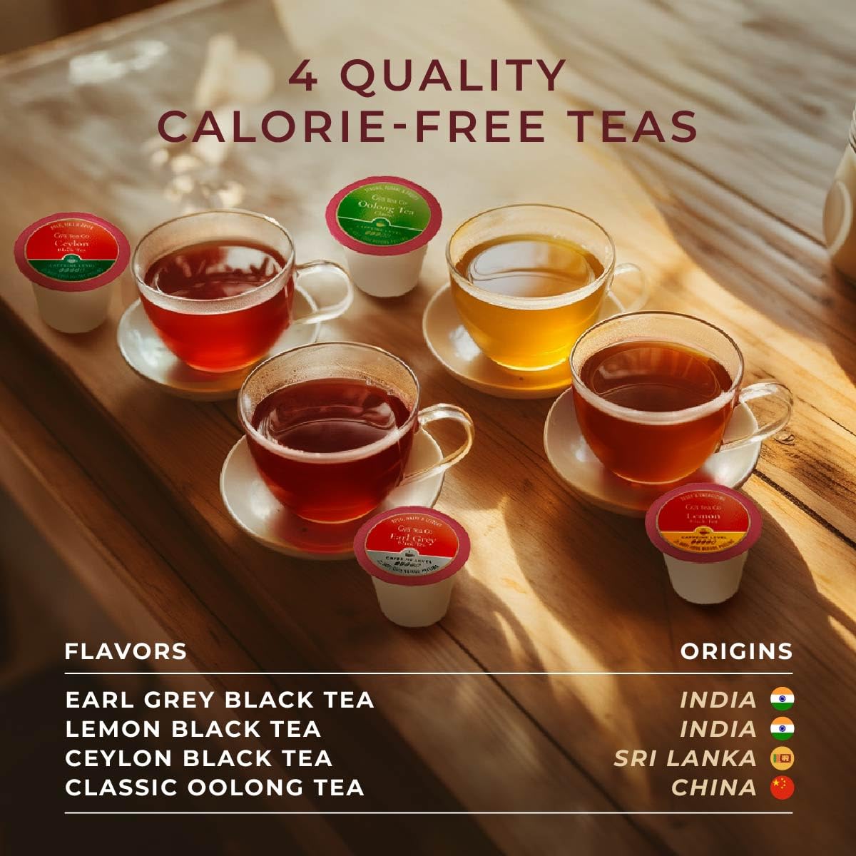 Gya Tea Co Mid-Day Refresh Tea Gift Set (16 ct) - Assorted Tea Pod Variety Pack with Ceylon, Lemon, Oolong & Earl Grey 4 Flavors for Refresh & Energy
