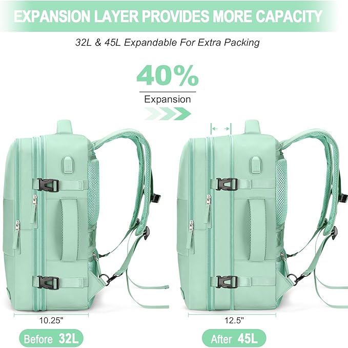 Carry On Backpack, 42L Flight Approved Travel Backpack for Men Women,Airline Approved Gym Backpack Waterproof Business Laptop Daypack Laptop Backpack,Casual Daypack for Business Weekend Hiking