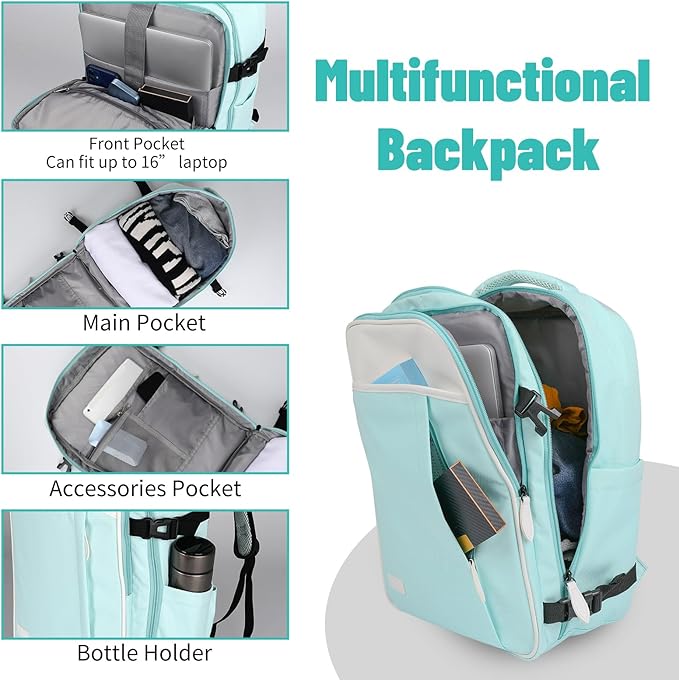 5-Piece Lightweight Luggage with Backpack Sets, ABS+PC Hard Shell Suitcase with TSA Lock & YKK Zipper (MInt Green, 20in/24in/28in/BP/TB)