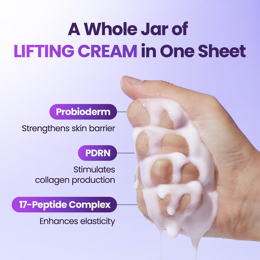 BIOHEAL BOH Probioderm 3D Lifting Cream Mask 6 Sheets | Korean Collagen Face Mask for Wrinkles, Firming & Anti-Aging | Probiotic Skincare Sheet for Sagging Skin, Instant Lift & Hydration