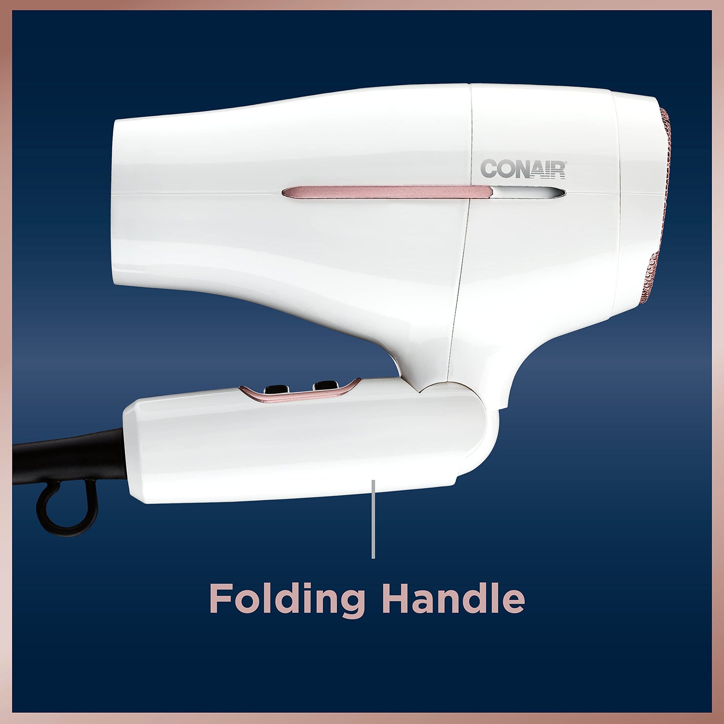 Conair Hair Dryer, Worldwide Travel Hair Dryer with Smart Voltage Technology and Folding Handle, Includes Concentrator