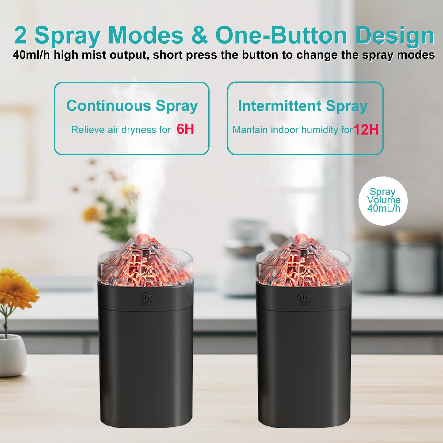 Portable Mini Humidifier, 400ml Small Humidifier with 2 Modes Large Spray, USB Personal Desktop Humidifiers for Home Bedroom Car Office Travel Yoga with 7 Color LED Light, Auto-Off, Bass Work(Black)