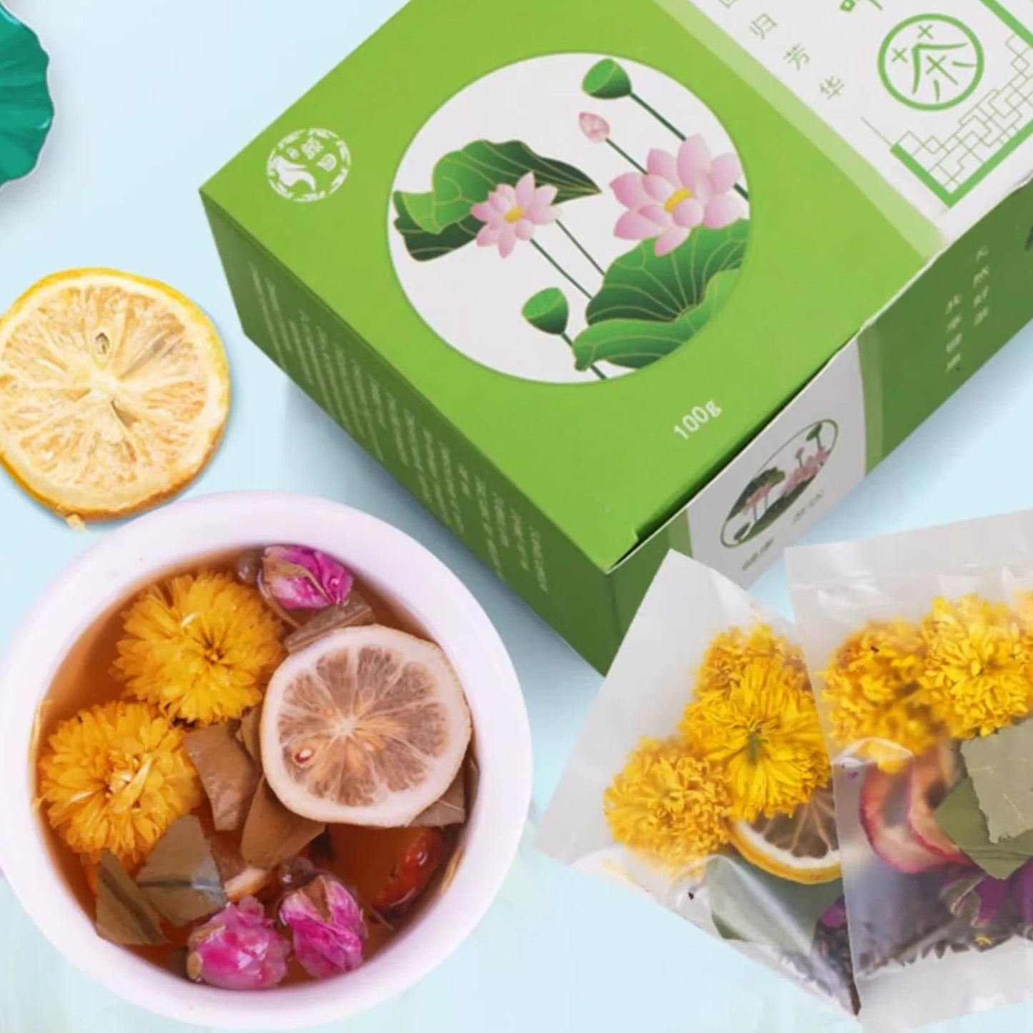 2 Pack -60 Bags Winter Melon Lotus Leaf Tea,Chrysanthemum,Winter Melon,Orange Peel,Cassia Seed,Buckwheat,Hawthorn,Lotus Leaf,Red Rose,Blend Formula Tea (2box)