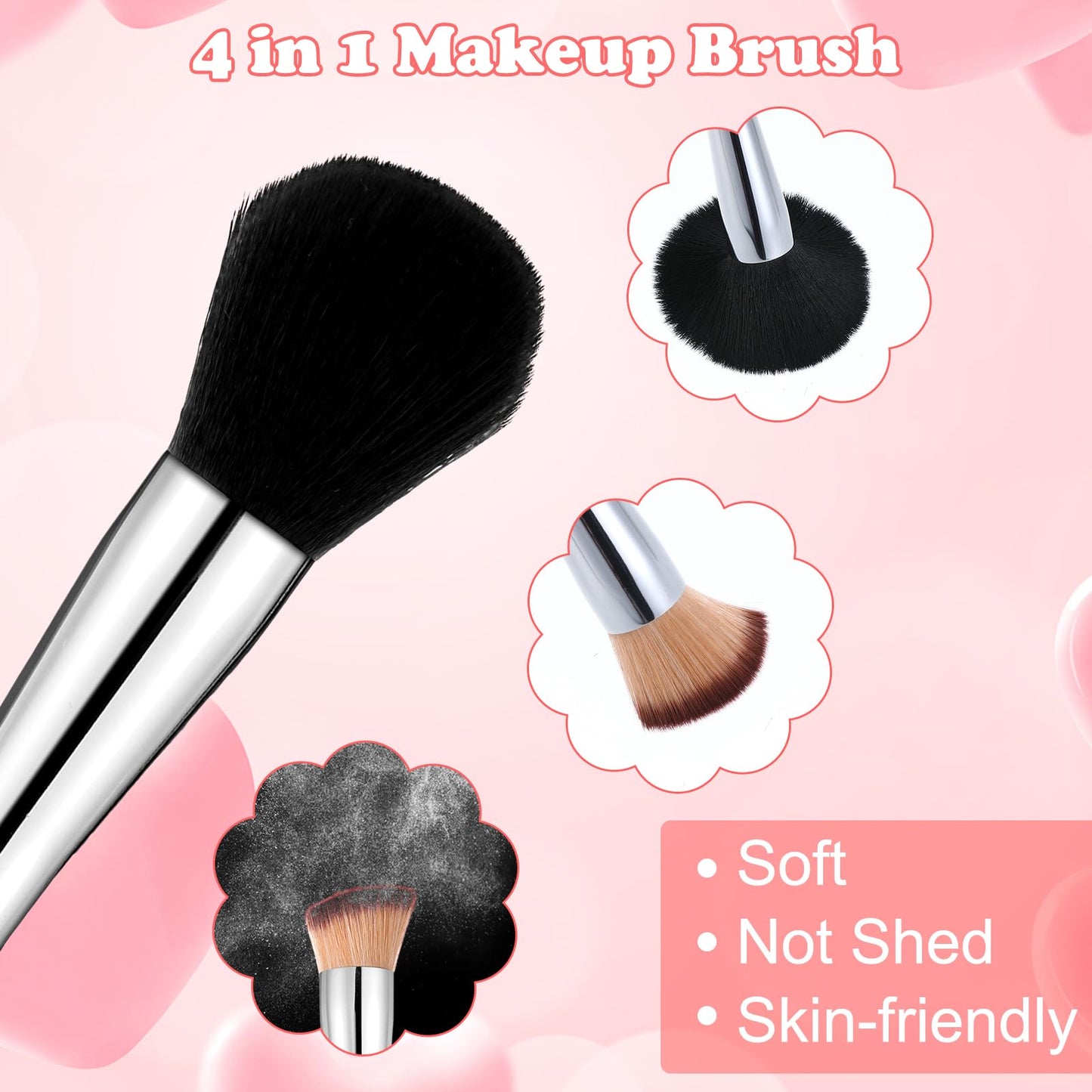 Travel Makeup Brush Set 4 In 1 Makeup Brush With Case Dual Ended Mini Travel Size Makeup Brushes Foundation/Blush Brush Eyeshadow Brush Concealer Brush For Liquid Cream Powder Cosmetic Make Up
