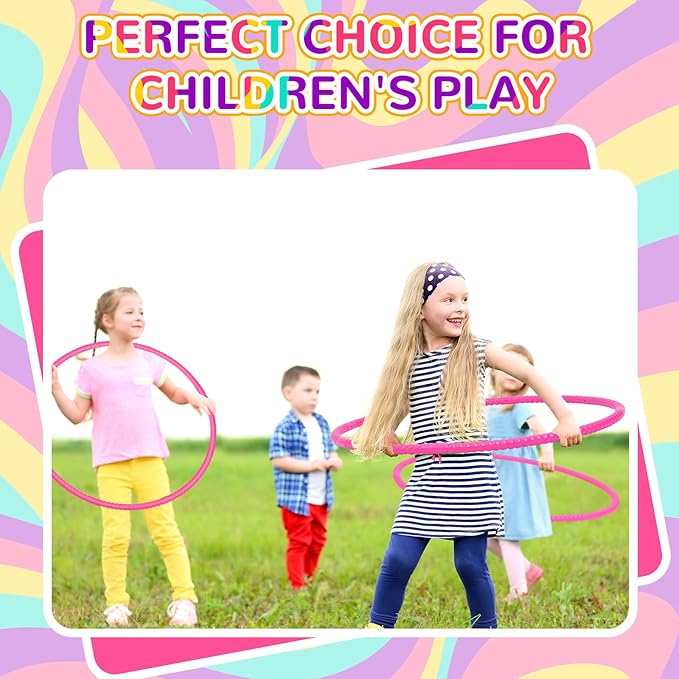 2 Pcs Toy Hoop Exercise Hoop Detachable Adjustable Plastic Toy Ring Playground Equipment for School Colored Circles Exercise Ring for Teens Dog Agility Equipment(Rose Red,23 Inch)