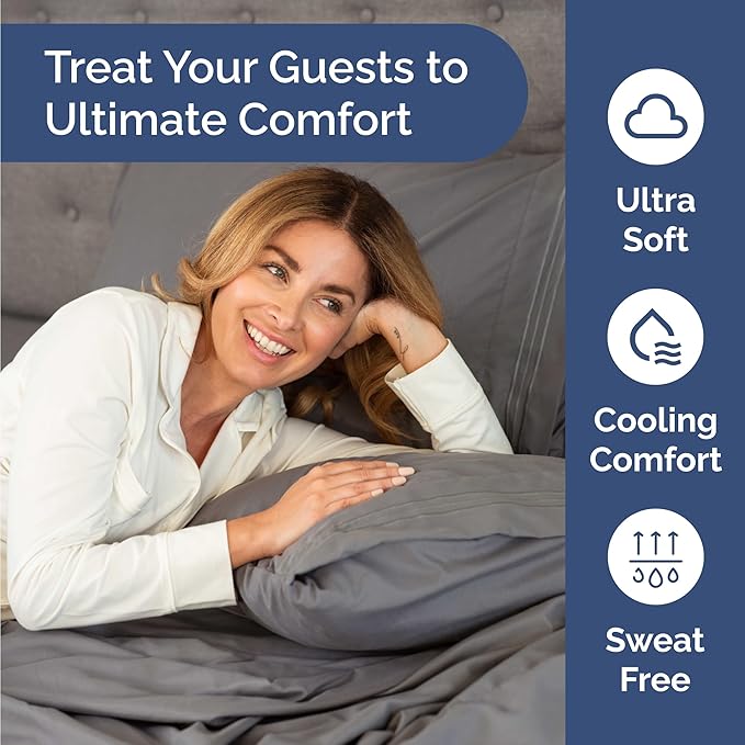 Bulk Case Pack of 16 Sheet Sets - (16) Complete Twin Size Sheet Sets w/ Deep Pockets - Wholesale Bulk Bedding for Hotels, Spas & Airbnbs - Breathable, Cooling, Soft & Wrinkle Free - (Twin, Dark Grey)