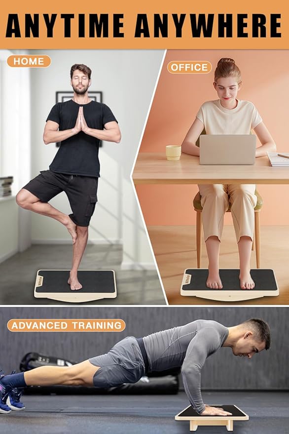 Balance Board Professional Wobble Board for Adults Anti-Slip 350LBS Balance Boards Anti-Slip Standing Desk Core Strength Wooden Balance Board