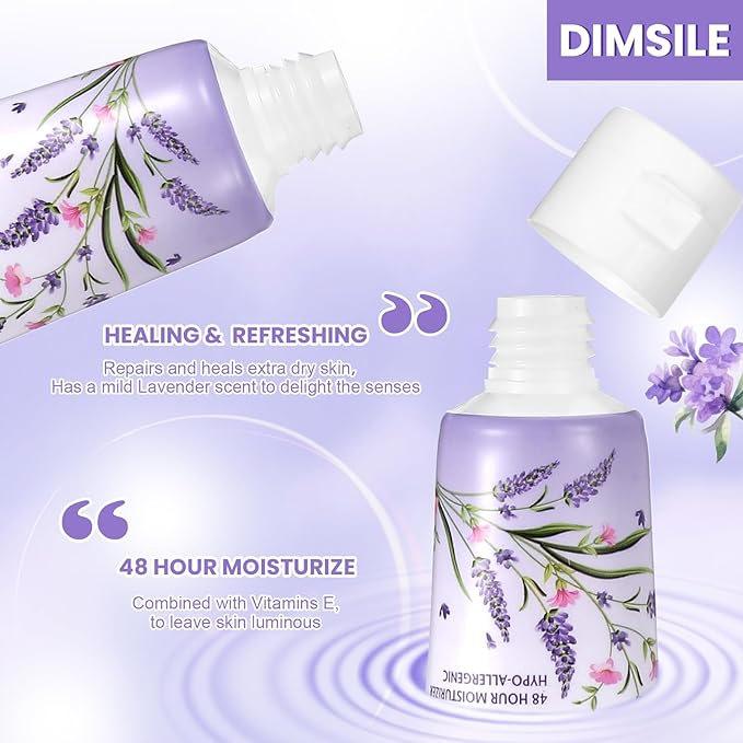 50 Pack Lavender Travel Size Body Lotion 1 Oz Dry Skin Moisturizer with Flip Cap for Extra Dry Skin, for Inns and Hotels, Airlines, Offices, Gyms and More