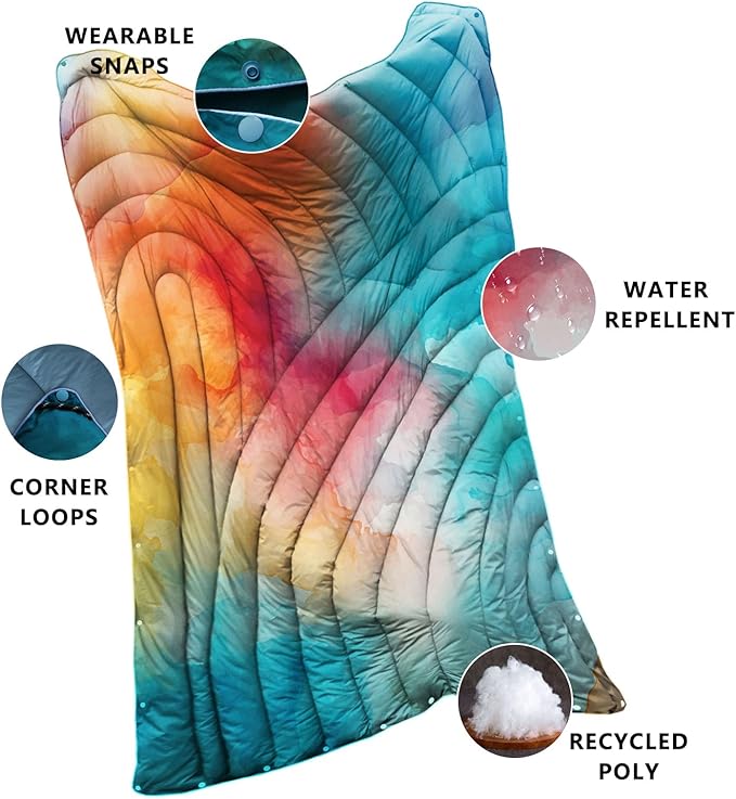 Camping Blanket,Puffy Printed Camp Blankets Lightweight Packable for Outdoor Camping,Traveling, Stadium, Hiking, Picnics