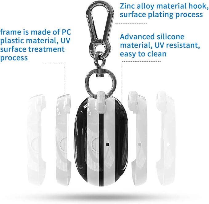 Compatible Powerbeats Pro Case Cover, Full Protective Shockproof Anti-Slip Silicone Case for Beats Powerbeats Pro 2019 (White Edge+Black)