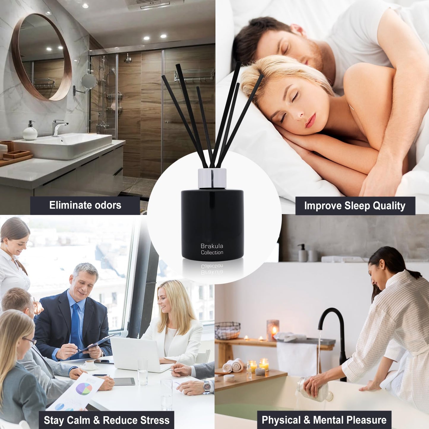 Brakula Reed Diffuser Set - Mango Scented Diffuser 4 fl.oz, 6 Sticks, 118ml for Home Fragrance and Bathroom Decor