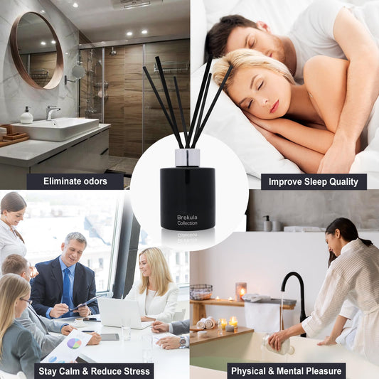 Brakula Reed Diffuser Set - Mango Scented Diffuser 4 fl.oz, 6 Sticks, 118ml for Home Fragrance and Bathroom Decor