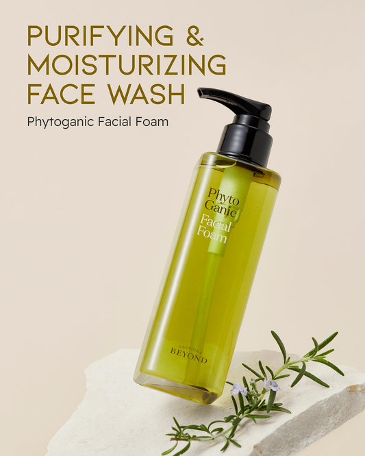 BEYOND Phytoganic Facial Cleansing Foam (6.8fl oz) - Vegan Formula Korean Skin Care. Moisturizing Gel-Type Facial Foam for Impurities & Makeup Removal, lean Herbs, Phyto-Biome