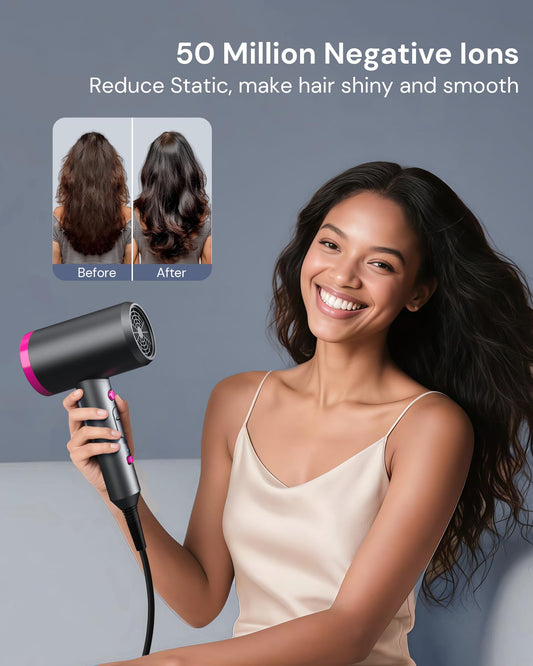 Hair Dryer with Diffuser for Curly Hair, 1800W Ionic Blow Dryer for Women & Men, Fast-Drying, Lightweight, Low Noise, Hair Care Styling Tool for Home, Travel