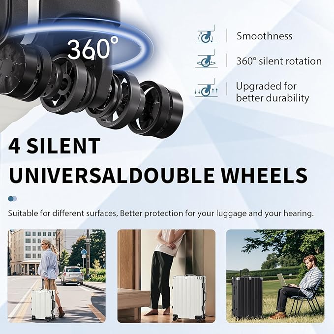 Krute Luggage 24 Inch Aluminum Frame Zipperless Suitcase with Spinner Wheels Checked Luggage PC+ABS Lightweight Hardshell