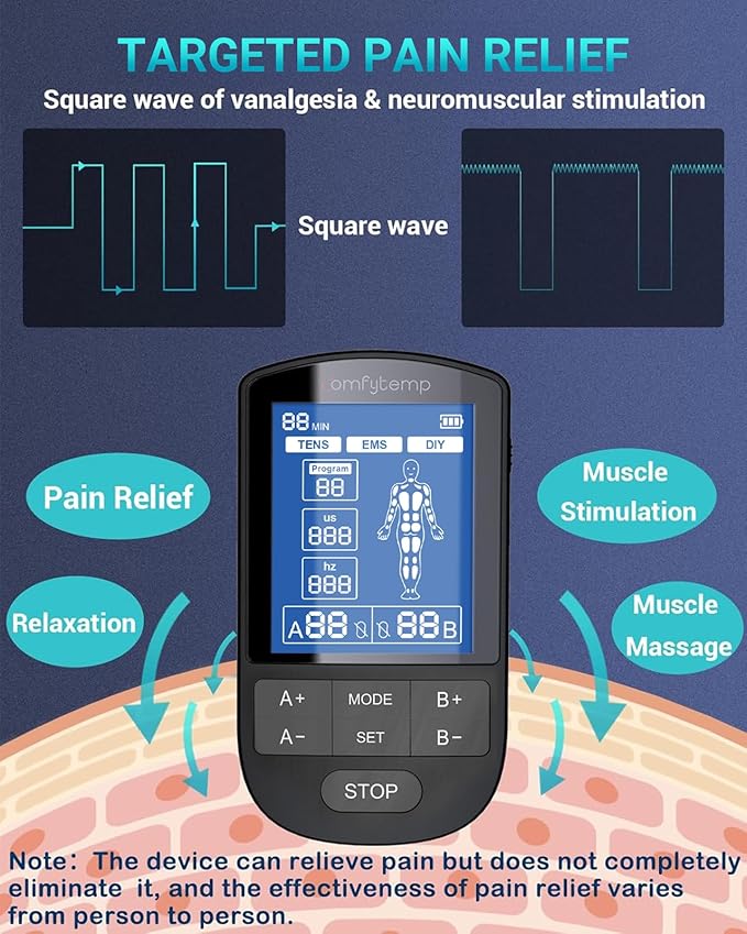 Comfytemp TENS Unit Muscle Stimulator for Pain Relief Therapy, FSA HSA Eligible TENS Machine with 24 Modes and DIY, Dual Channel EMS Unit, Pulse Muscle Massager for Back, Shoulder, Sciatica, Knee