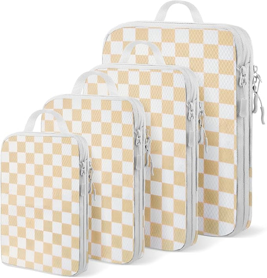 4-Piece Packing Cube Set - Lightweight Luggage Organizers for Travel, Vacation and Suitcases - Durable Accessories with Compression