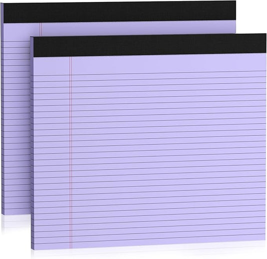 2 Pads Note Pads 11" x 9.5" Legal Pads College Ruled Notepad Micro Perforated Writing Pads Purple Lined Paper 80GSM College Ruled Paper Pad of Paper 30 Sheets Notebook for School, To-Do Lists, Office