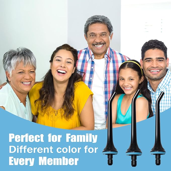 3 Pack Water Flosser Replacement Tips for Oralfree, Nicwell, Nicefeel, COSLUS, Oral Irrigator Jet Tip Nozzel fits for Mospro, Zerhunt Water Flosser, Black