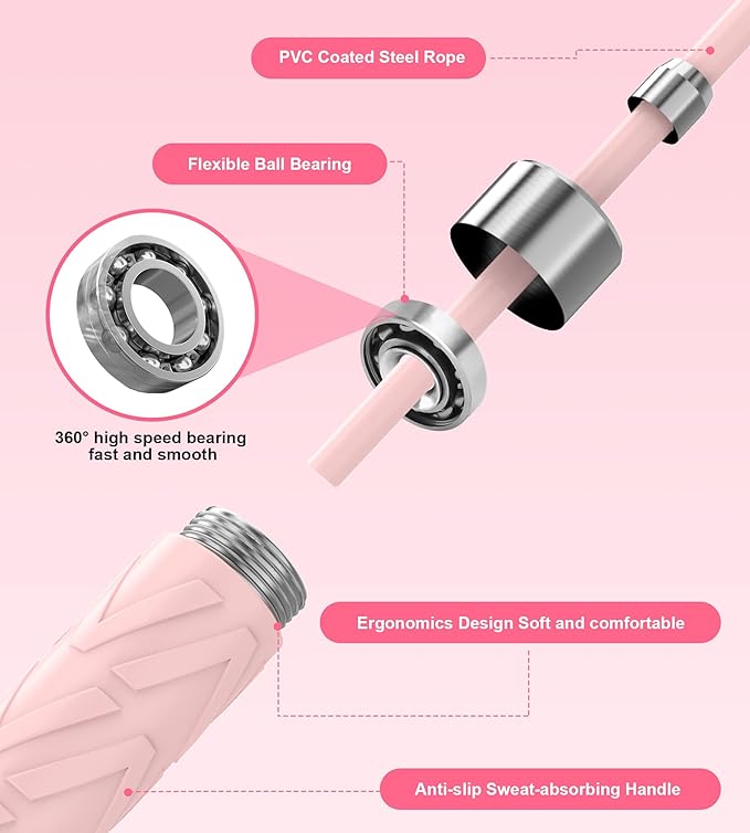 Jump Rope for Fitness, AUMCDIK Speed Skipping Rope for Women Men, Adjustable Jumping Rope with Alloy & Silicone Handle for Workout Boxing Aerobic Exercise