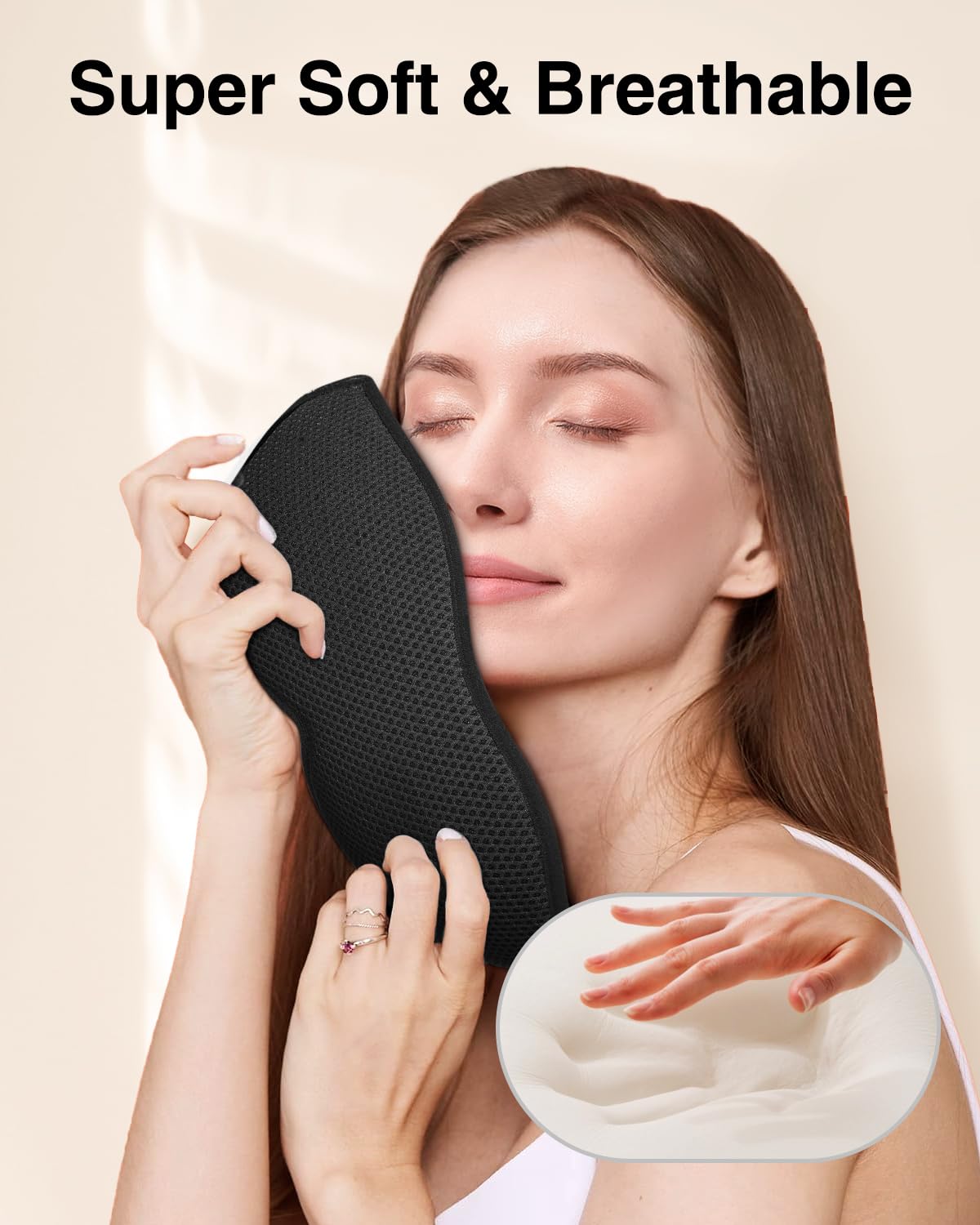 MABAO Sleep Mask for Side Sleeper, Eye Mask for Sleeping Women Men, 3D Contoured Cup No Eye Pressure 100% Light Blocking Sleeping Mask with Adjustable Strap Night Blindfold Flight, Travel, Nap, Black