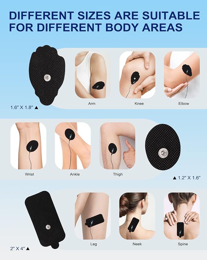 20 Pcs Combo Electrodes Pads for Tens Unit, Reusable Self-Adhesive Latex-Free Non-Irritating Replacement Patches with Standard 3.5mm Snap-on Connector, Compatible with Belifu, Brilnurse TENS, Black