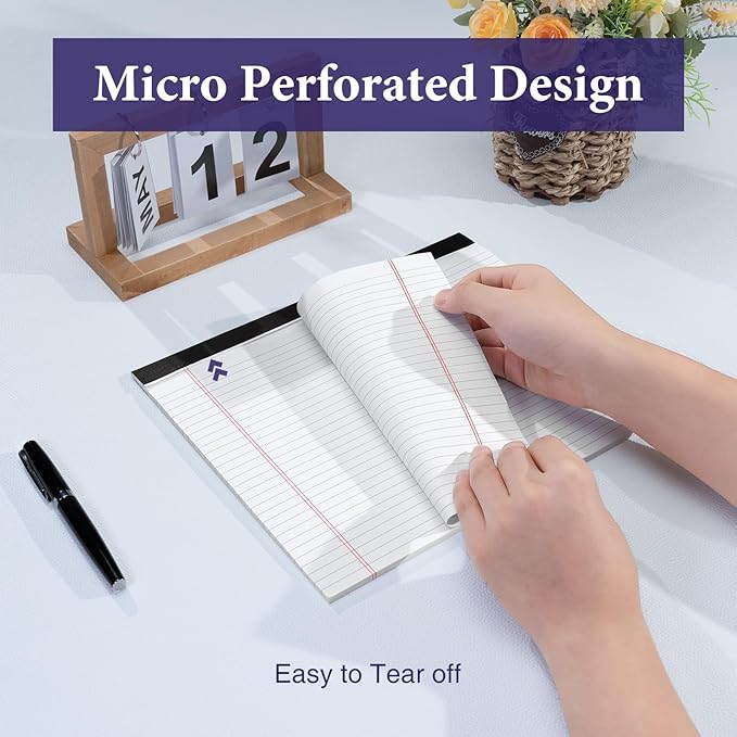 2 Pcs Note Pads 11" x 9.5" Legal Pads College Ruled Notepad Micro Perforated Writing Pads White Lined Paper 80GSM College Ruled Paper Pad of Paper 30 Sheets Notebook for School, To-Do Lists, Office